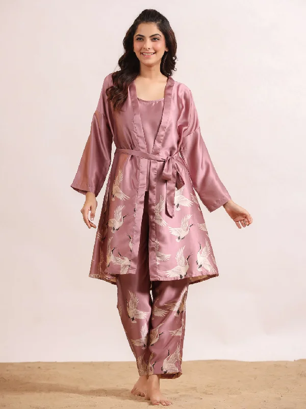 4Pcs Women Poly Satin Night Suit