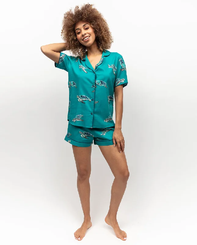 Cove Green Turtle Print Shorty Set