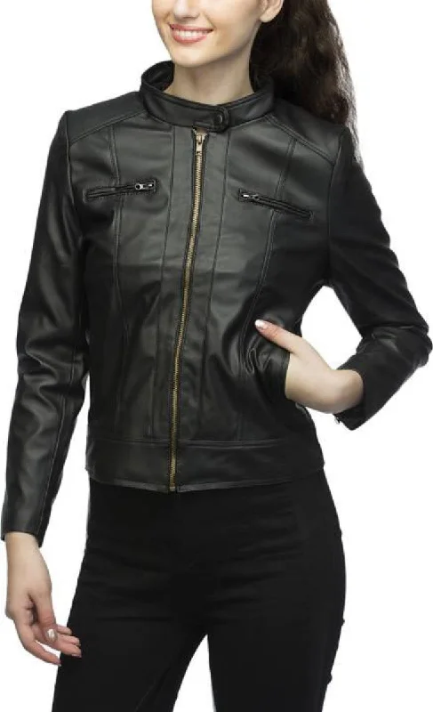 Koza Leathers Women's Real Lambskin Leather Bomber Jacket KW387