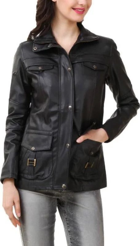 Koza Leathers Women's Real Lambskin Leather Bomber Jacket KW395