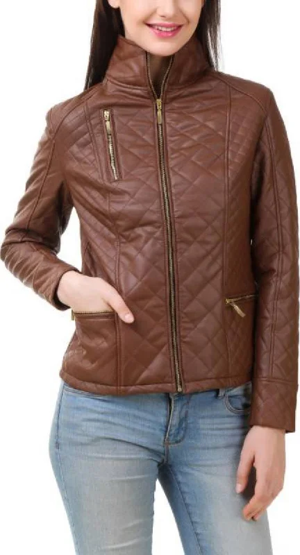 Koza Leathers Women's Real Lambskin Leather Bomber Jacket KW398