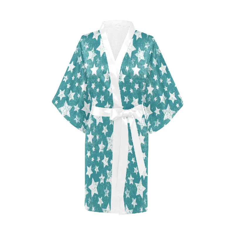 Vintage star pattern Women's Short Kimono Robe