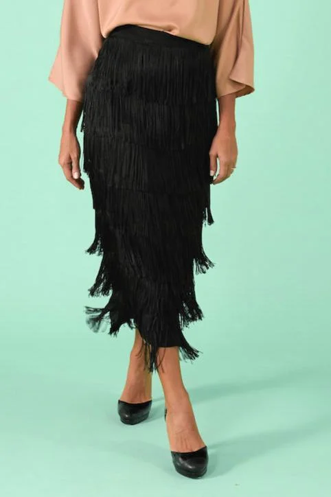 Ruela Fringe Skirt - Black