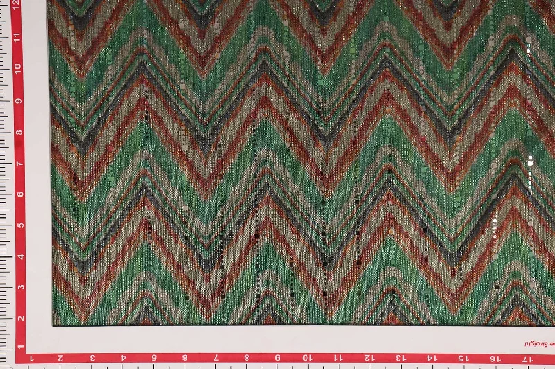 Multicolour Chevron Printed Lurex Spandex Knit fabric