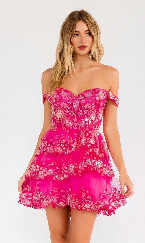 Sequin Sheer Corset Homecoming Dress: Juliet JT920K